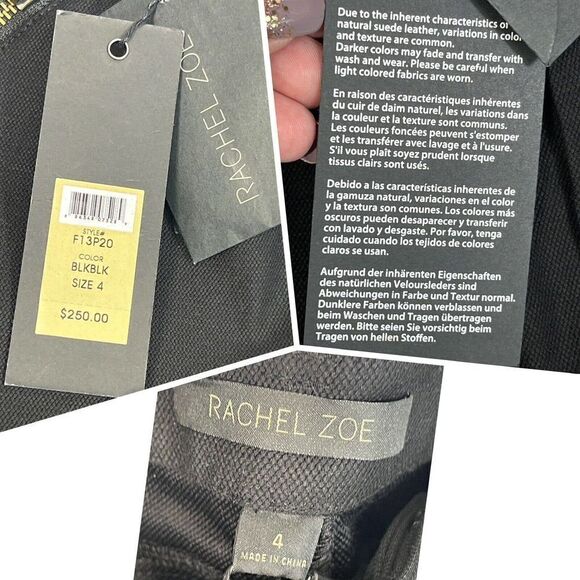 Rachel Zoe Black Julietta Lamb Suede Detail Riding Equestrian Pants Size 4 - Picture 8 of 15